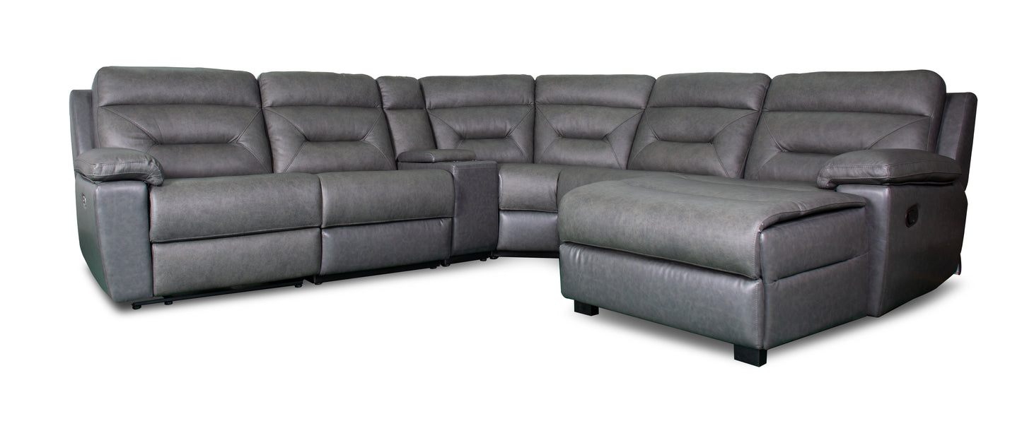 EBRO 6PC MANUAL LEATHER SECTIONAL